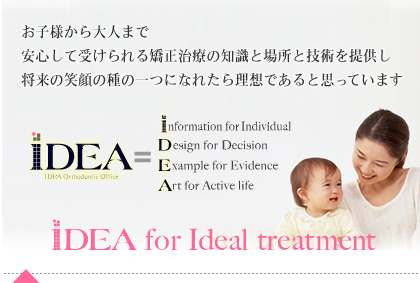 IDEA for Ideal treatment 理想であると思っています